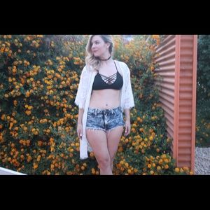 High waisted acid wash shorts